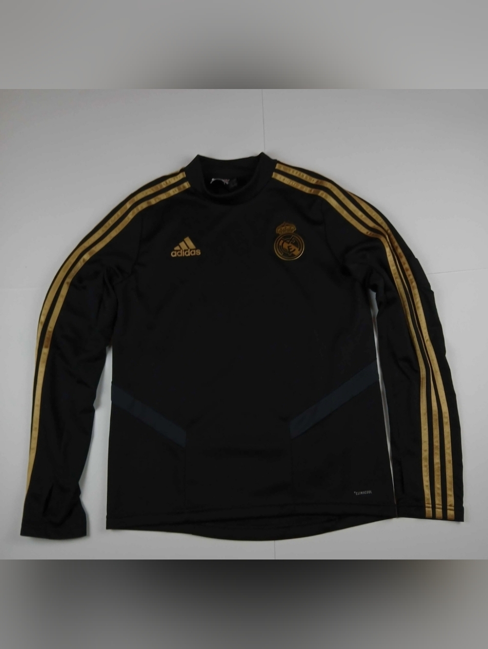 adidas Black and Gold Real Madrid Long Sleeve Training Top